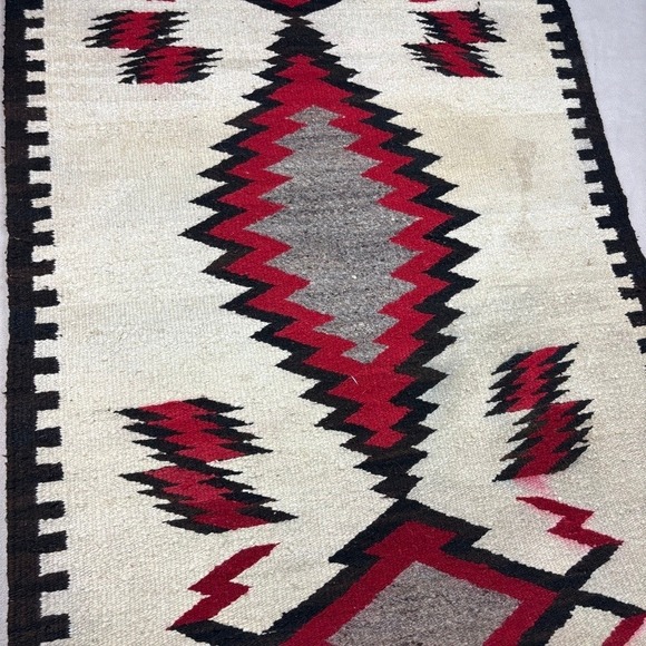 Vintage Navajo Red Mesa Native American Dine Wool Woven Rug‎ Tapestry 1900s - Picture 2 of 7